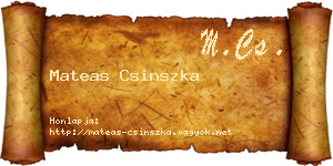 Mateas Csinszka névjegykártya